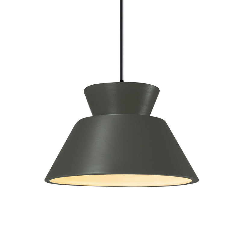 Justice Designs CER-6420-PWGN-MBLK-BKCD One Light Pendant, Pewter Green