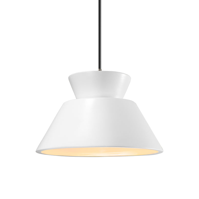 Justice Designs CER-6420-WHT-NCKL-BKCD One Light Pendant, Gloss White