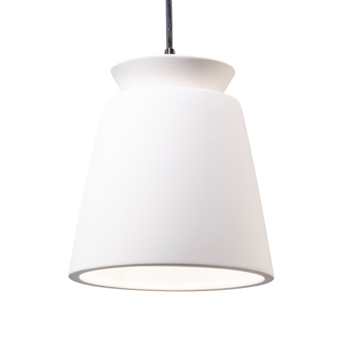 Justice Designs CER-6425-BIS-MBLK-BKCD One Light Pendant, Bisque