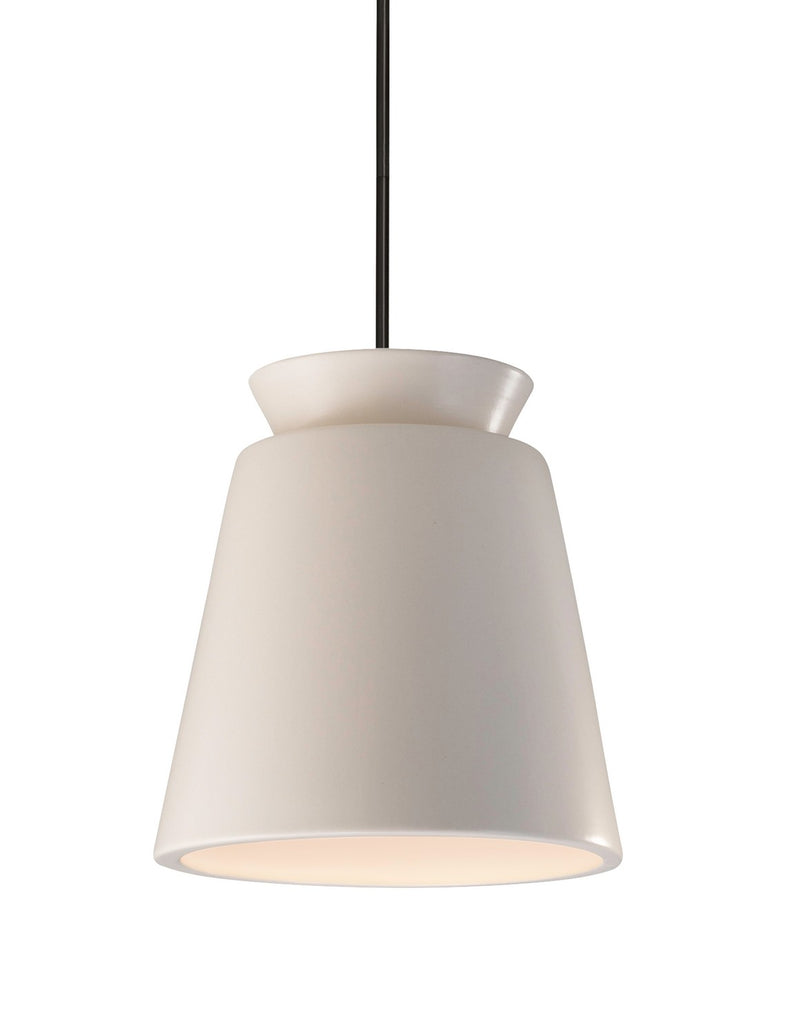Justice Designs CER-6425-MAT-MBLK-RIGID One Light Pendant, Matte White
