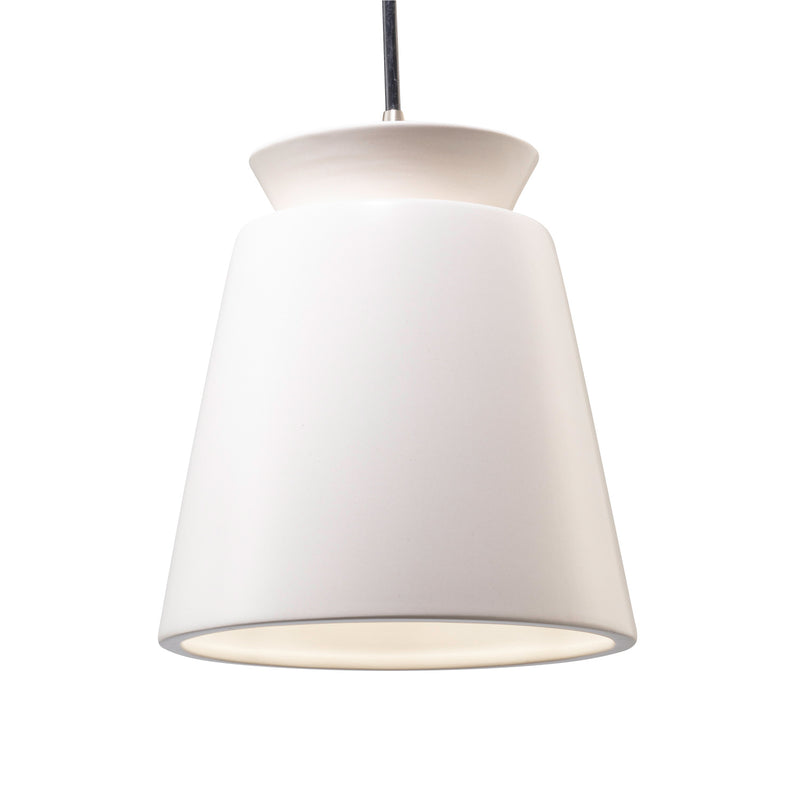 Justice Designs CER-6425-MAT-NCKL-BKCD One Light Pendant, Matte White