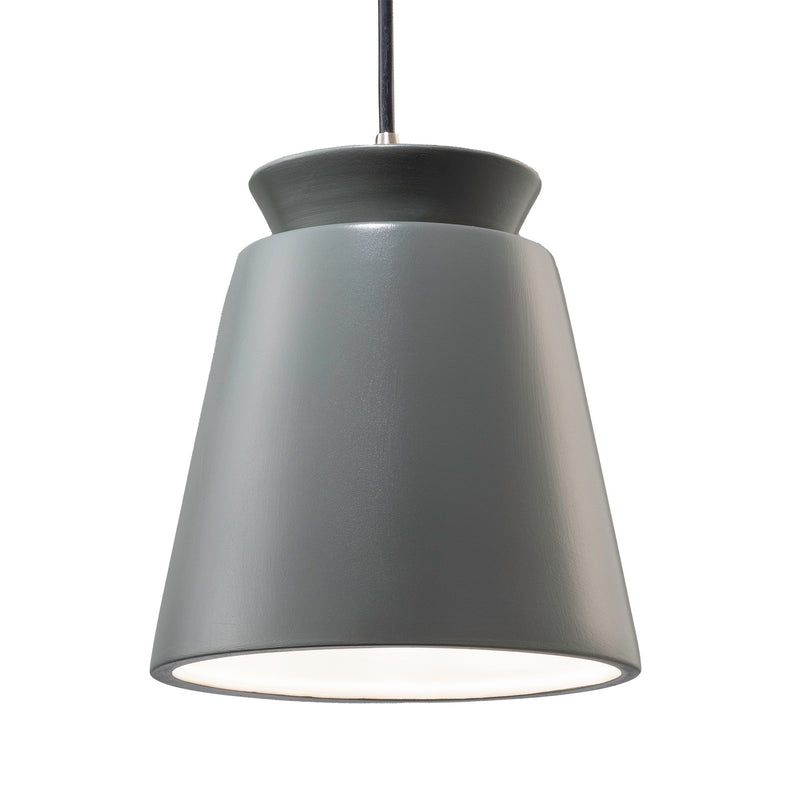 Justice Designs CER-6425-PWGN-NCKL-BKCD One Light Pendant, Pewter Green