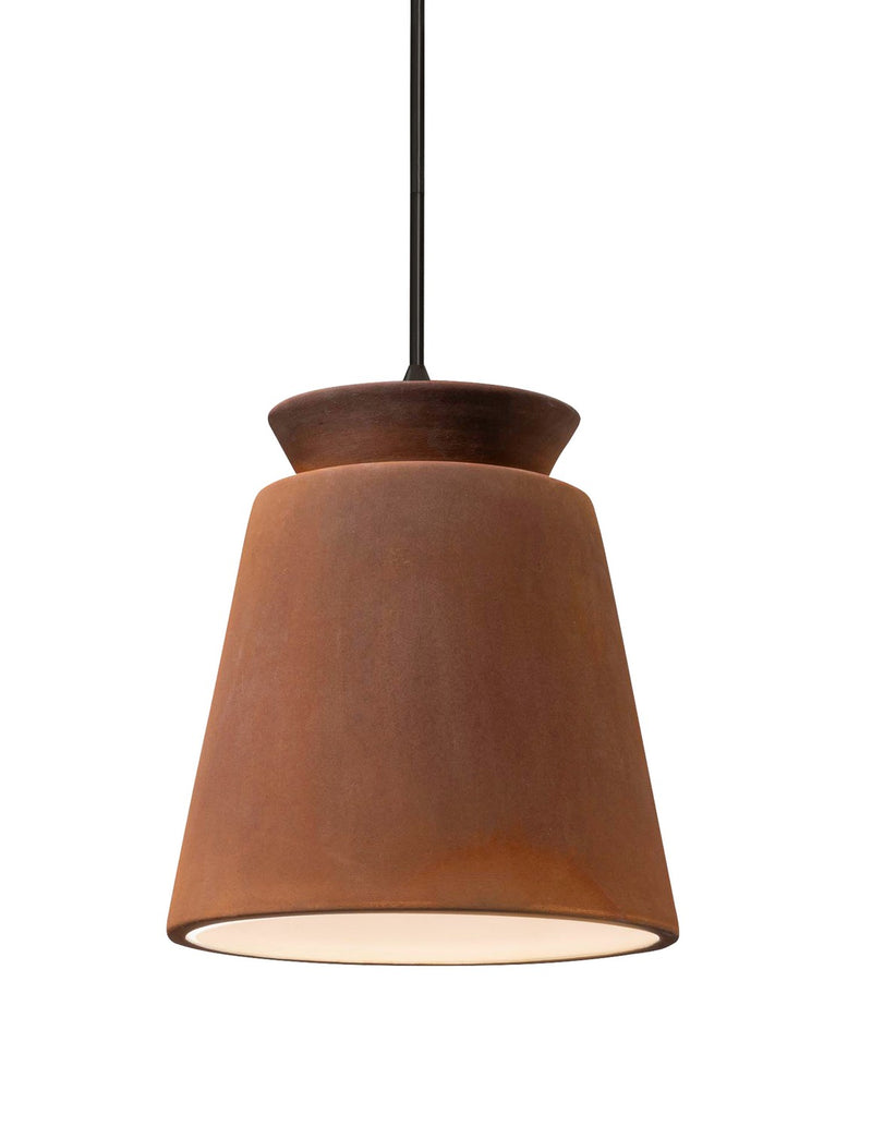Justice Designs CER-6425-RRST-MBLK-BKCD One Light Pendant, Real Rust
