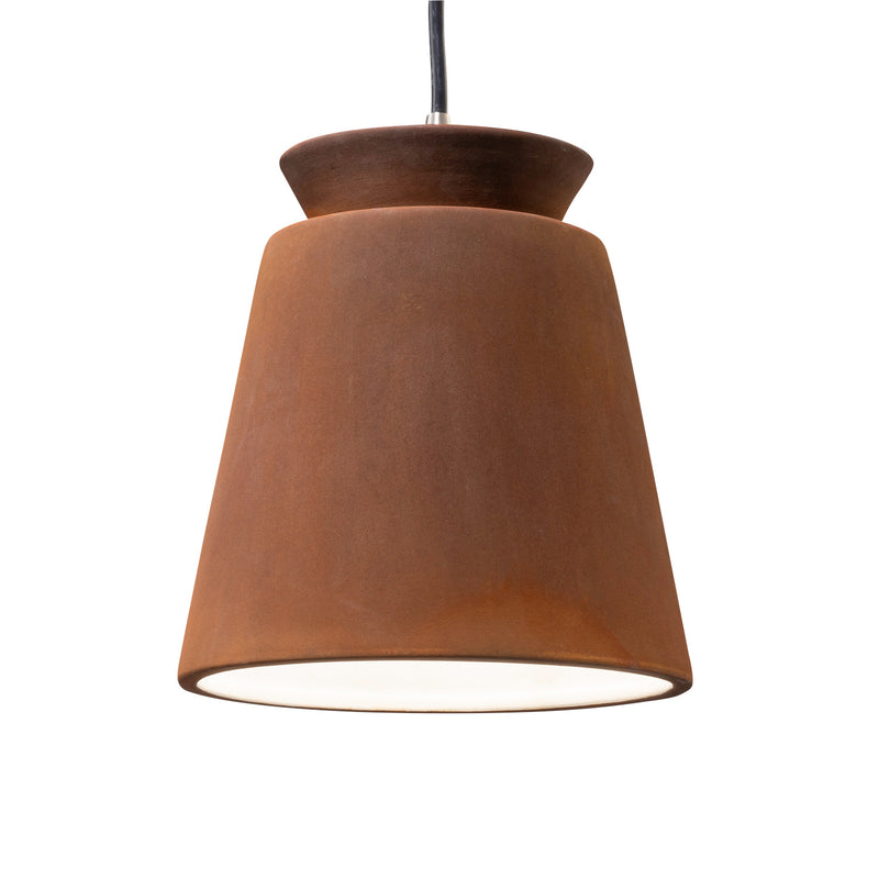 Justice Designs CER-6425-RRST-NCKL-BKCD One Light Pendant, Real Rust