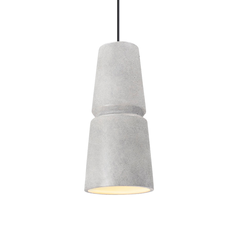 Justice Designs CER-6430-CONC-MBLK-BKCD One Light Pendant, Concrete