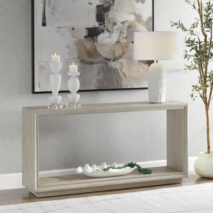 Uttermost 24757 Console Table, Light Oak Solids With Oak Veneer