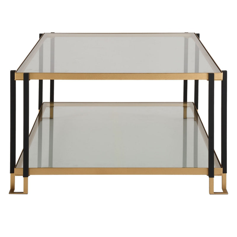 Uttermost 24846 Coffee Table, Matte Black And Gold Leaf