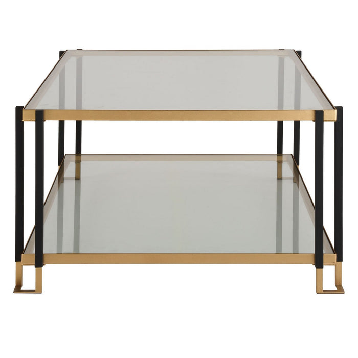 Uttermost 24846 Coffee Table, Matte Black And Gold Leaf