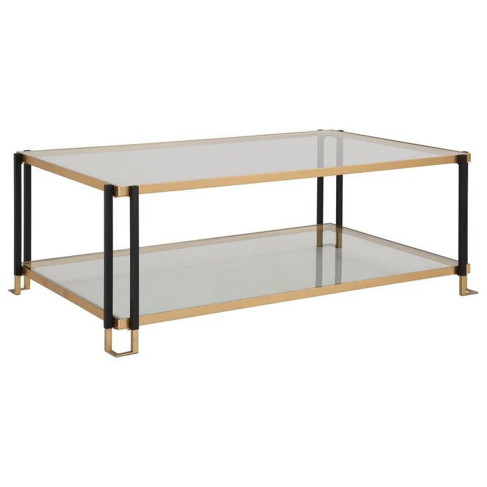 Uttermost 24846 Coffee Table, Matte Black And Gold Leaf