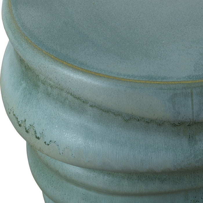 Uttermost 24869 Stool, Light Aqua Glaze