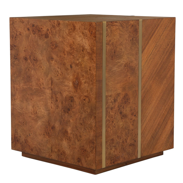 Uttermost 25298 Side Table, Maple Burl, Acacia, And Alder Each Wood