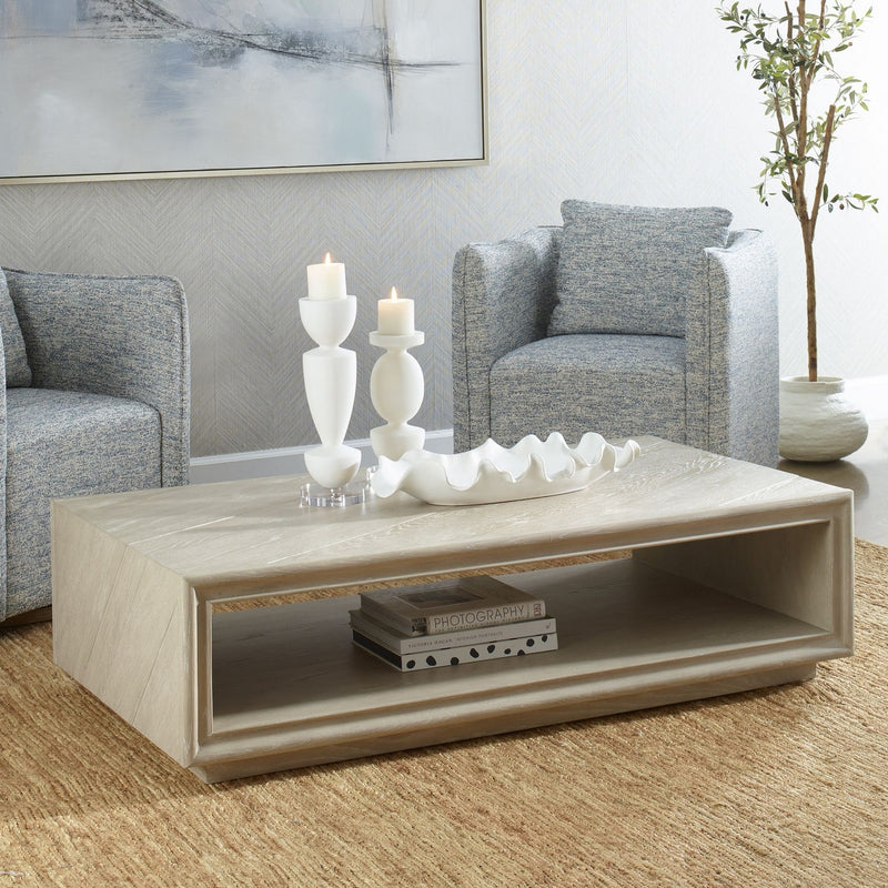 Uttermost 25934 Coffee Table, Light Oak Solids With Oak Veneer
