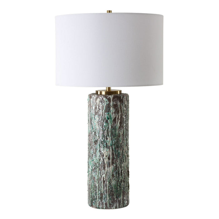 Uttermost 30350 One Light Table Lamp, Charcoal Background. Brass