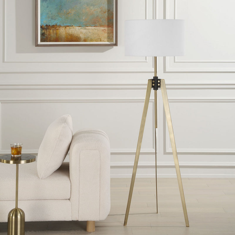Uttermost 30357 One Light Floor Lamp, Antique Brass