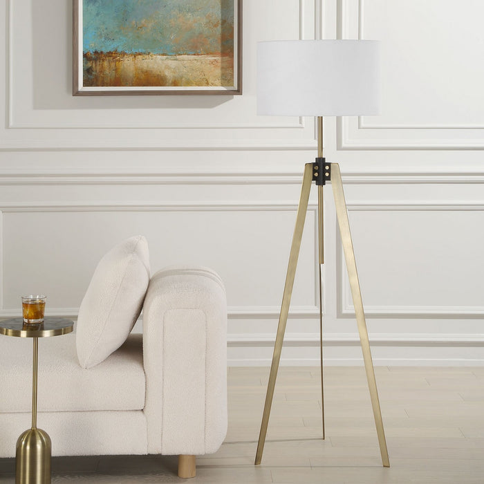 Uttermost 30357 One Light Floor Lamp, Antique Brass