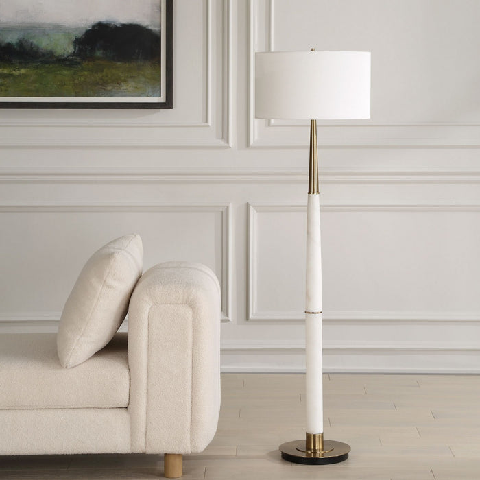 Uttermost 30374 One Light Floor Lamp, Brushed Antique Brass