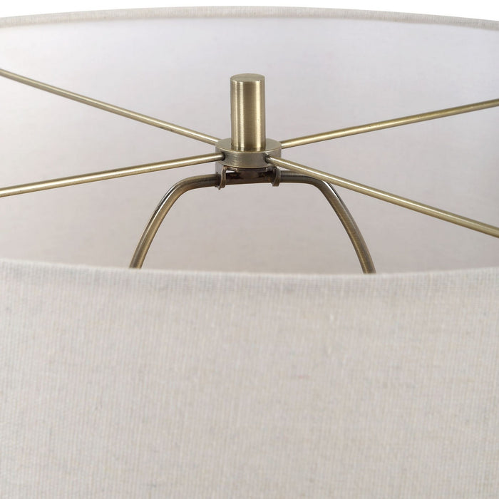 Uttermost 30383-1 One Light Table Lamp, Brushed Antique Brass