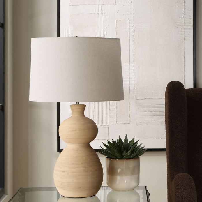 Uttermost 30383-1 One Light Table Lamp, Brushed Antique Brass