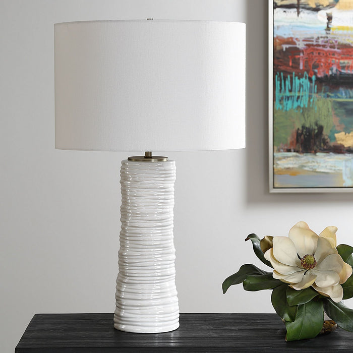 Uttermost 30388-1 One Light Table Lamp, Brushed Antique Brass