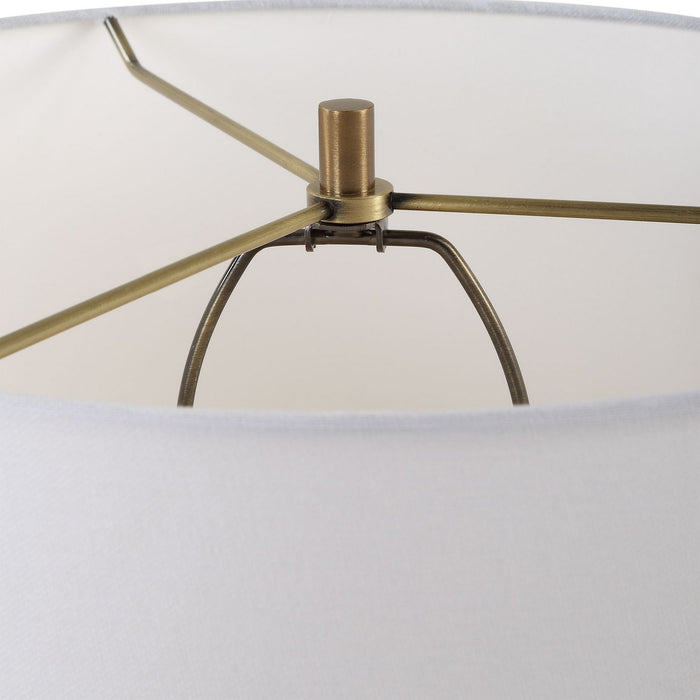 Uttermost 30393-1 One Light Table Lamp, Brushed Antique Brass