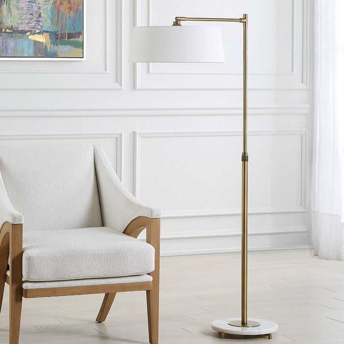 Uttermost 30417-1 One Light Floor Lamp, Antique Brushed Brass