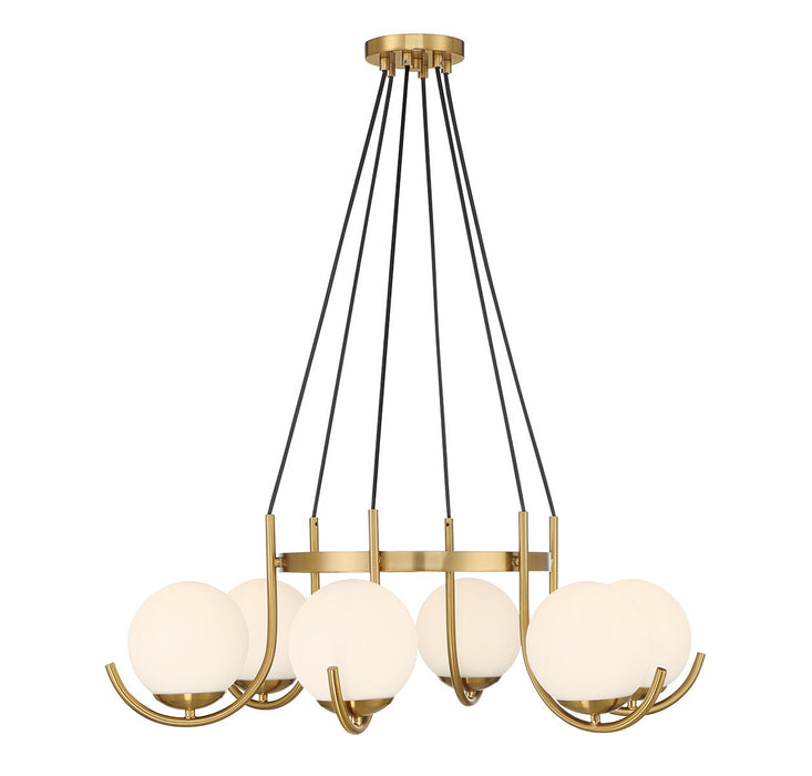 Lighting One E V6-L1-1345-6-322 Six Light Chandelier, Warm Brass