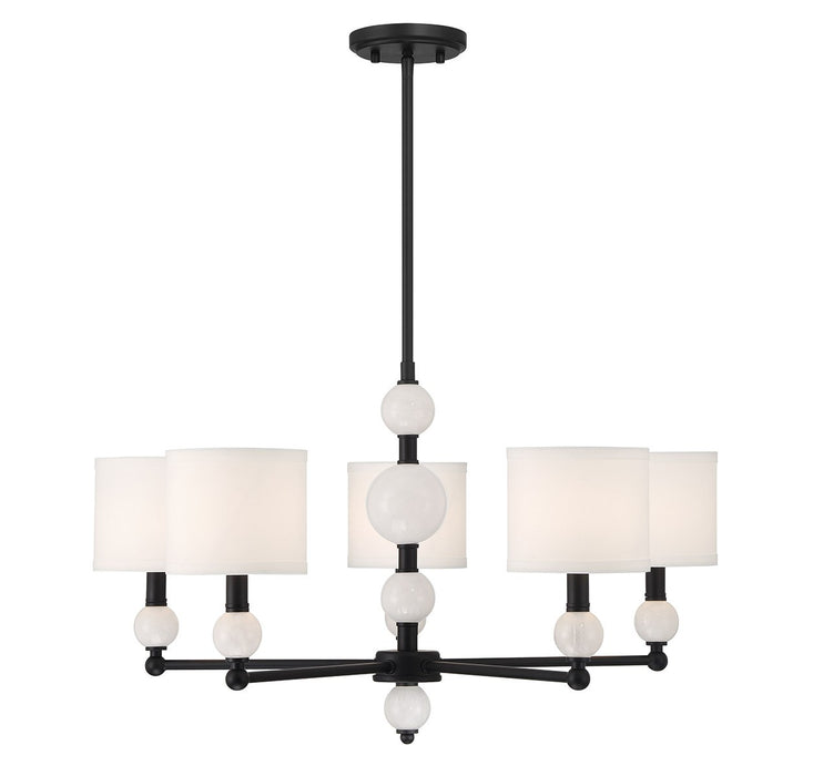 Lighting One E V6-L1-9722-5-89 Five Light Chandelier, Matte Black