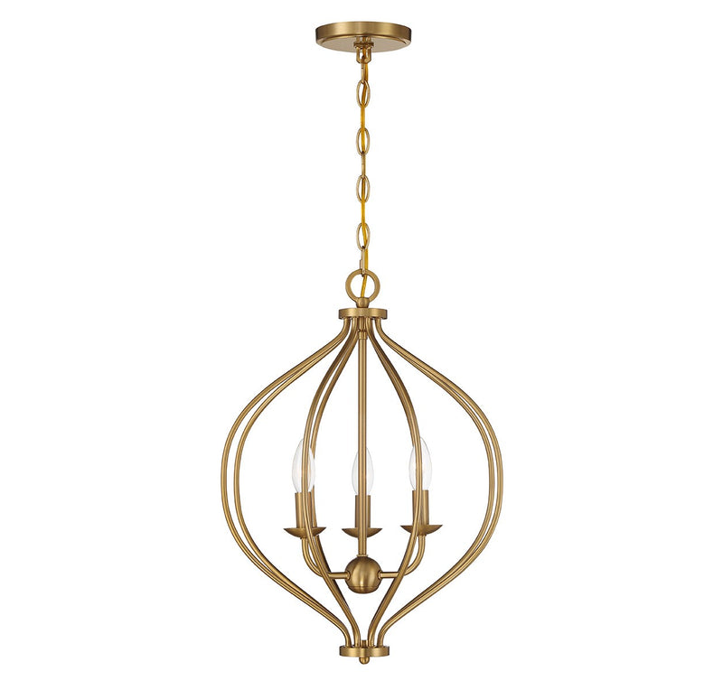 Lighting One E V6-L7-1297-3-322 Three Light Pendant, Warm Brass