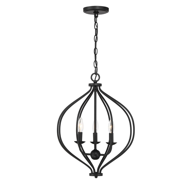 Lighting One E V6-L7-1297-3-89 Three Light Pendant, Matte Black