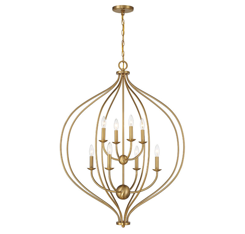 Lighting One E V6-L7-1299-8-322 Eight Light Pendant, Warm Brass