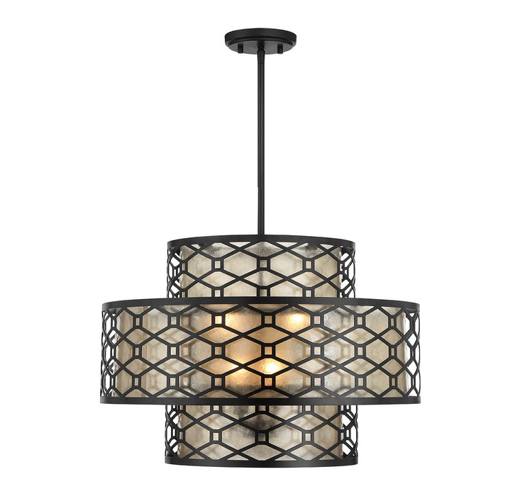 Lighting One E V6-L7-6103-4-89 Four Light Pendant, Matte Black