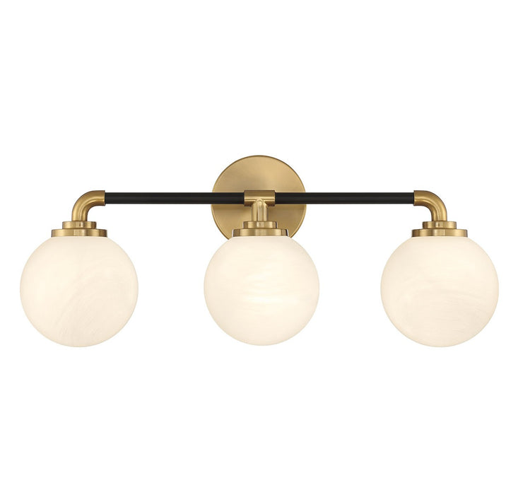 Lighting One E V6-L8-9604-3-143 Three Light Bathroom Vanity, Matte Black w/ Warm Brass