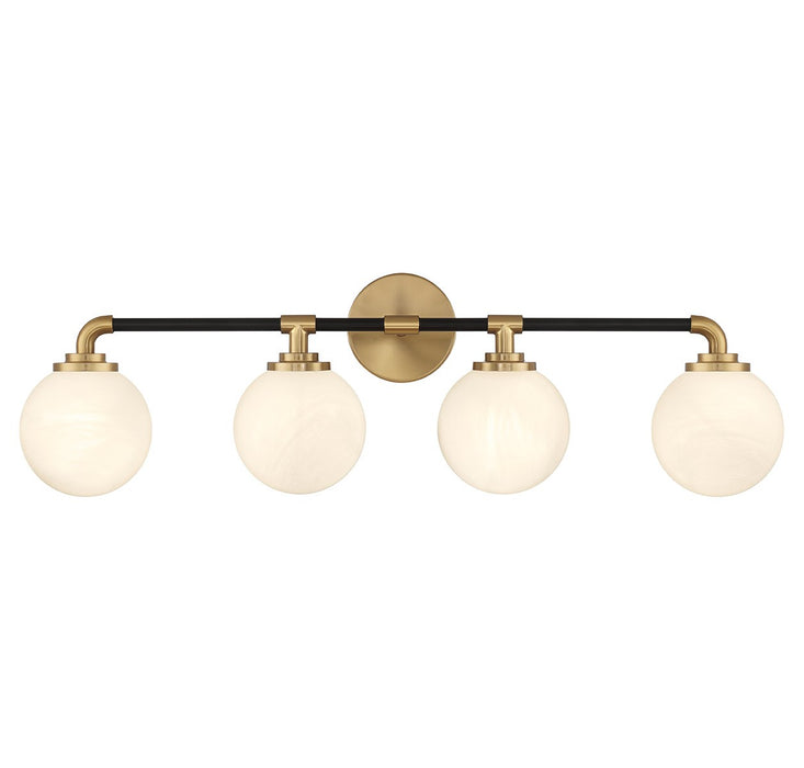 Lighting One E V6-L8-9604-4-143 Four Light Bathroom Vanity, Matte Black w/ Warm Brass