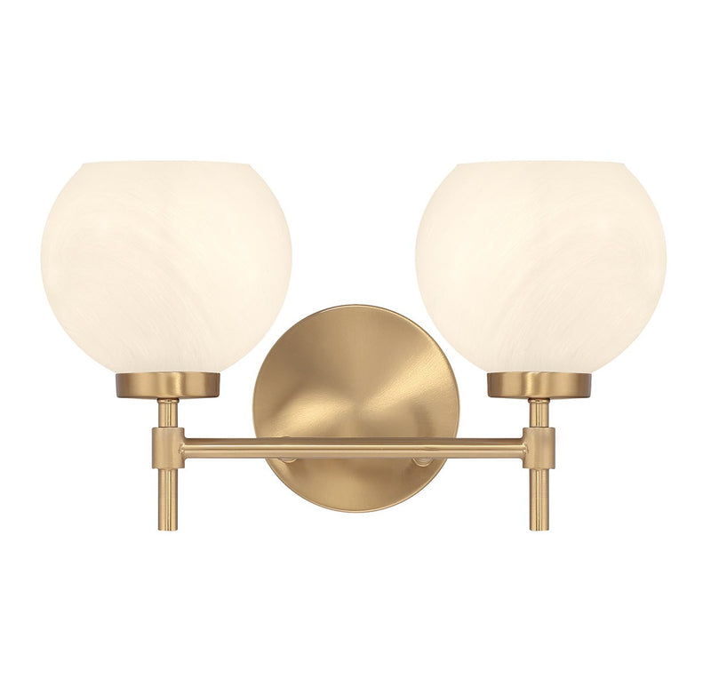 Lighting One E V6-L8-9621-2-322 Two Light Bathroom Vanity, Warm Brass