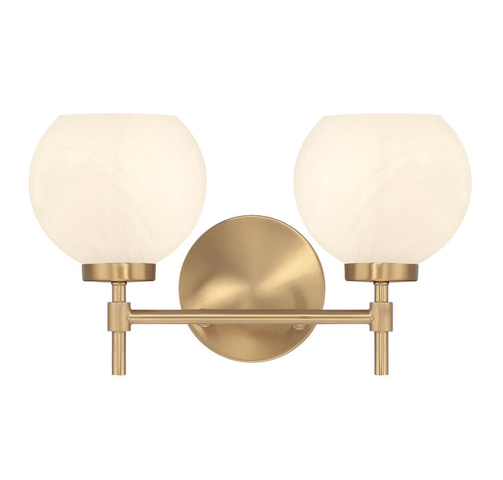 Lighting One E V6-L8-9621-2-322 Two Light Bathroom Vanity, Warm Brass