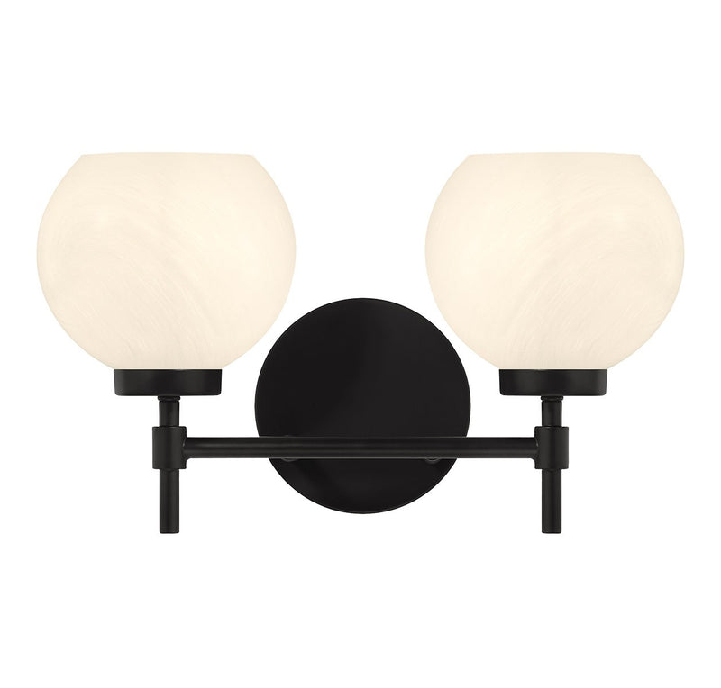 Lighting One E V6-L8-9621-2-BK Two Light Bathroom Vanity, Matte Black