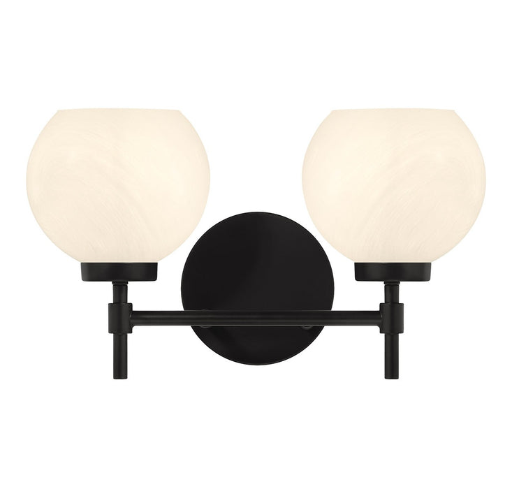 Lighting One E V6-L8-9621-2-BK Two Light Bathroom Vanity, Matte Black