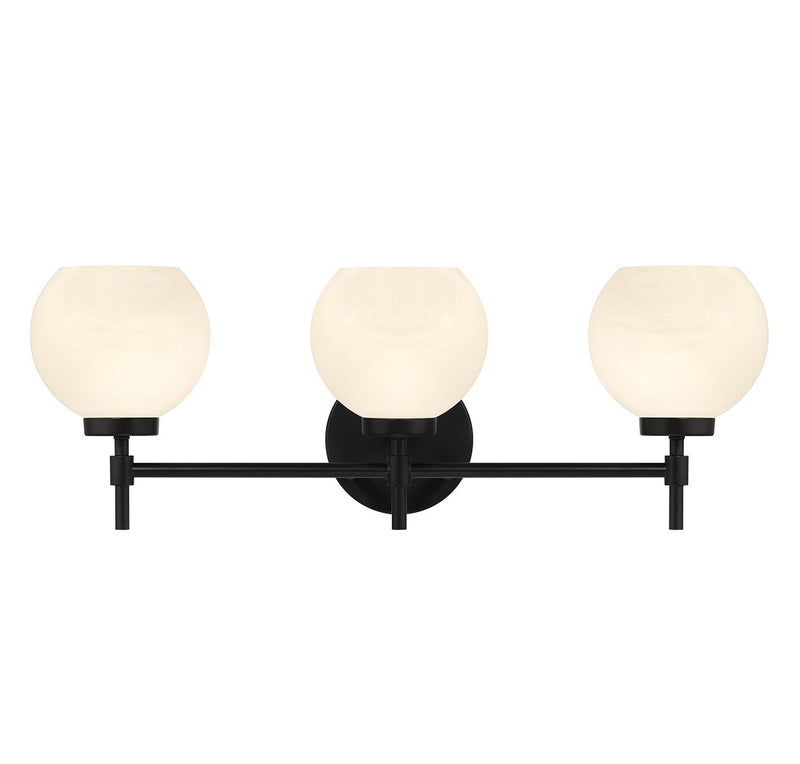 Lighting One E V6-L8-9621-3-BK Three Light Bathroom Vanity, Matte Black