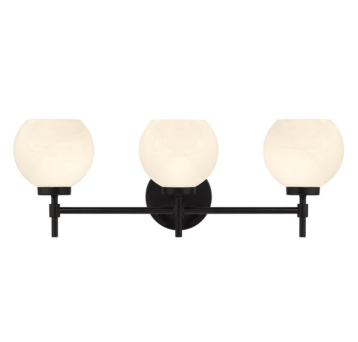Lighting One E V6-L8-9621-3-BK Three Light Bathroom Vanity, Matte Black