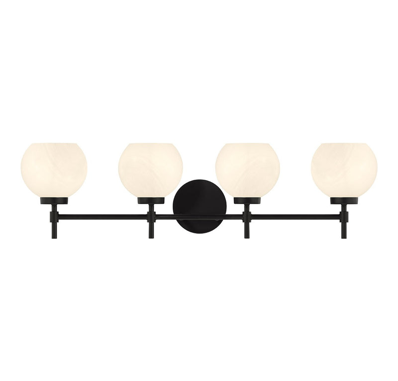 Lighting One E V6-L8-9621-4-BK Four Light Bathroom Vanity, Matte Black