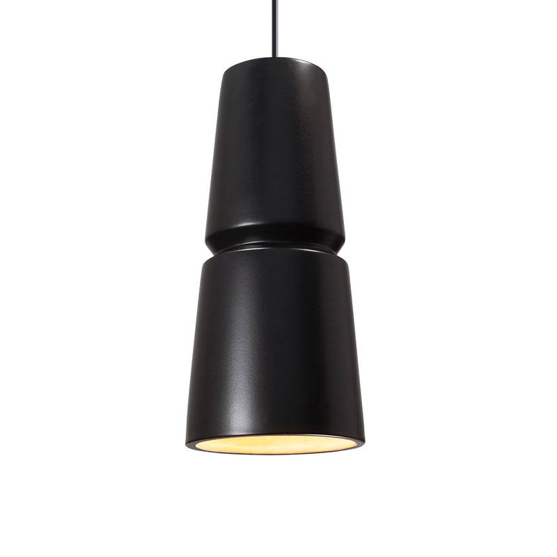 Justice Designs CER-6430-CRB-NCKL-BKCD One Light Pendant, Carbon - Matte Black