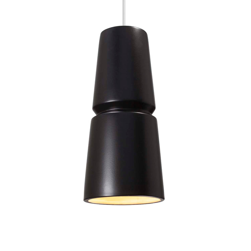 Justice Designs CER-6430-CRB-NCKL-WTCD One Light Pendant, Carbon - Matte Black
