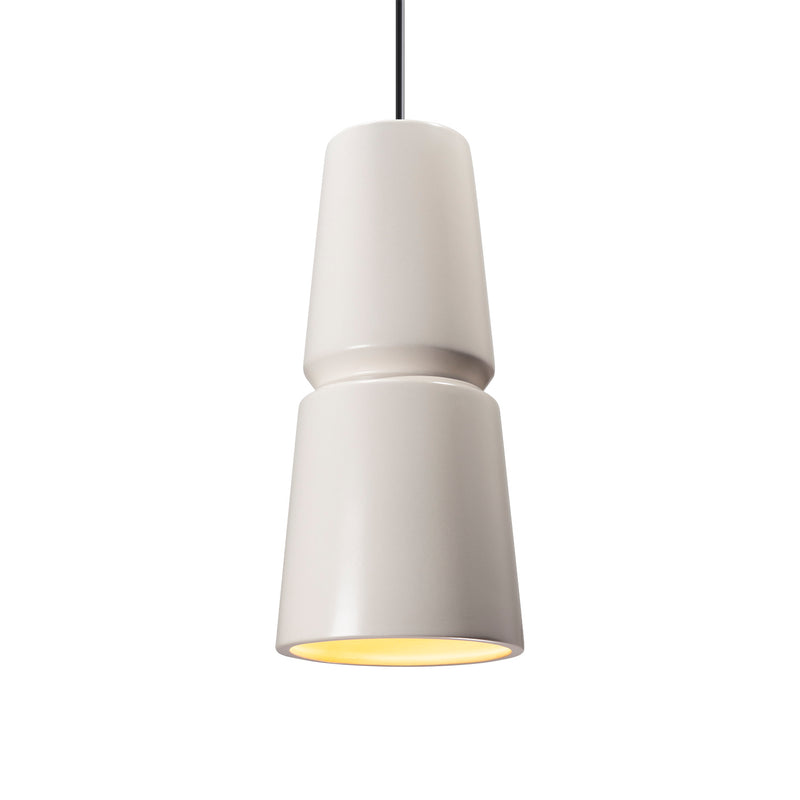 Justice Designs CER-6430-MAT-NCKL-BKCD One Light Pendant, Matte White