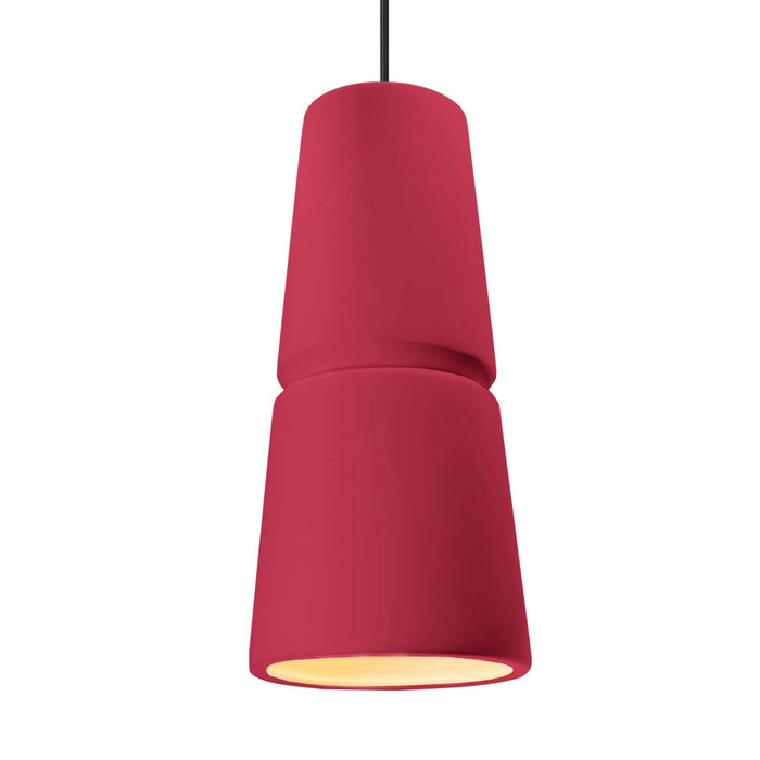 Justice Designs CER-6435-CRSE-CROM-BKCD One Light Pendant, Cerise