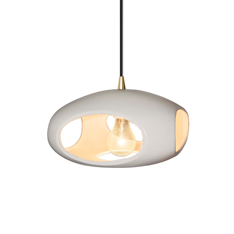 Justice Designs CER-6440-BIS-ABRS-BKCD One Light Pendant, Bisque