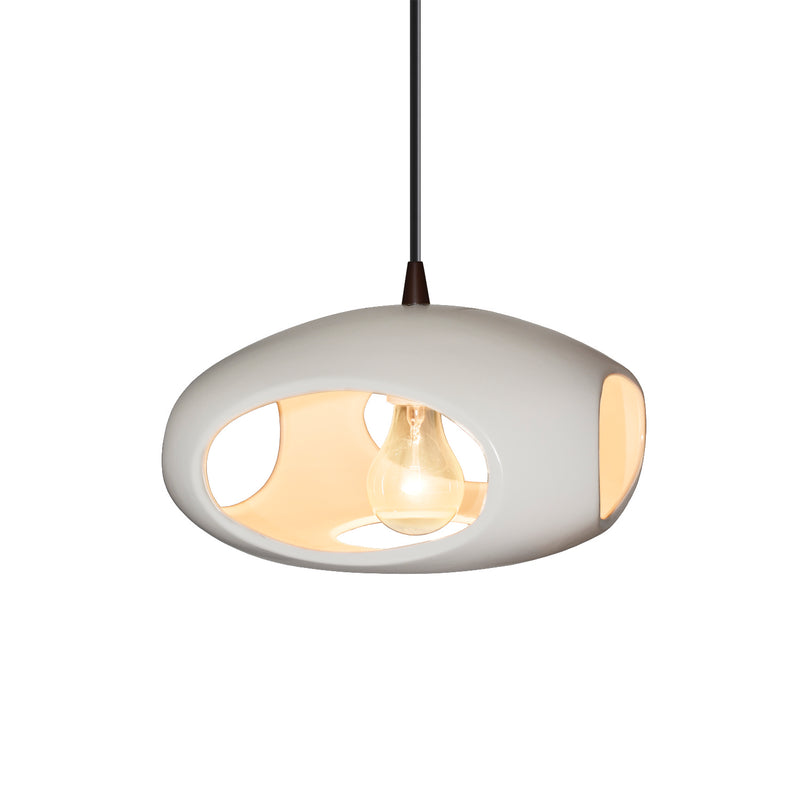Justice Designs CER-6440-BIS-DBRZ-BKCD One Light Pendant, Bisque