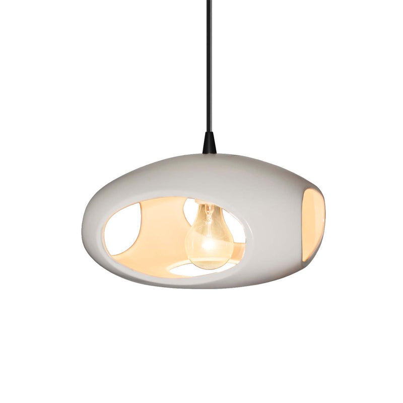 Justice Designs CER-6440-BIS-MBLK-BKCD One Light Pendant, Bisque