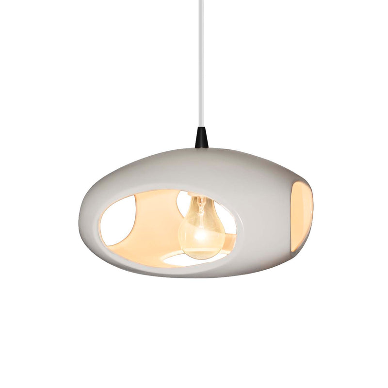 Justice Designs CER-6440-BIS-MBLK-WTCD One Light Pendant, Bisque