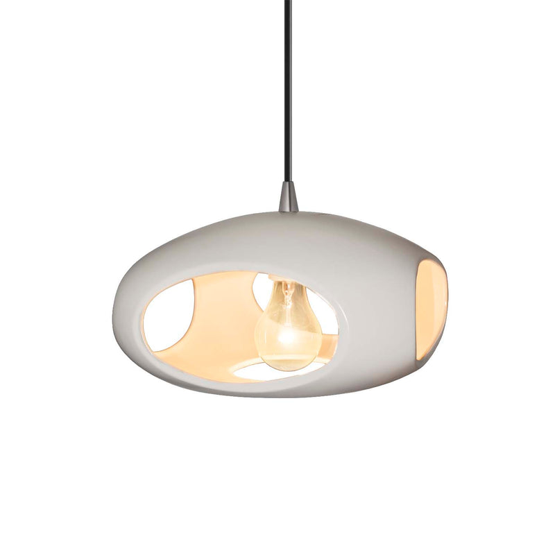 Justice Designs CER-6440-BIS-NCKL-BKCD One Light Pendant, Bisque