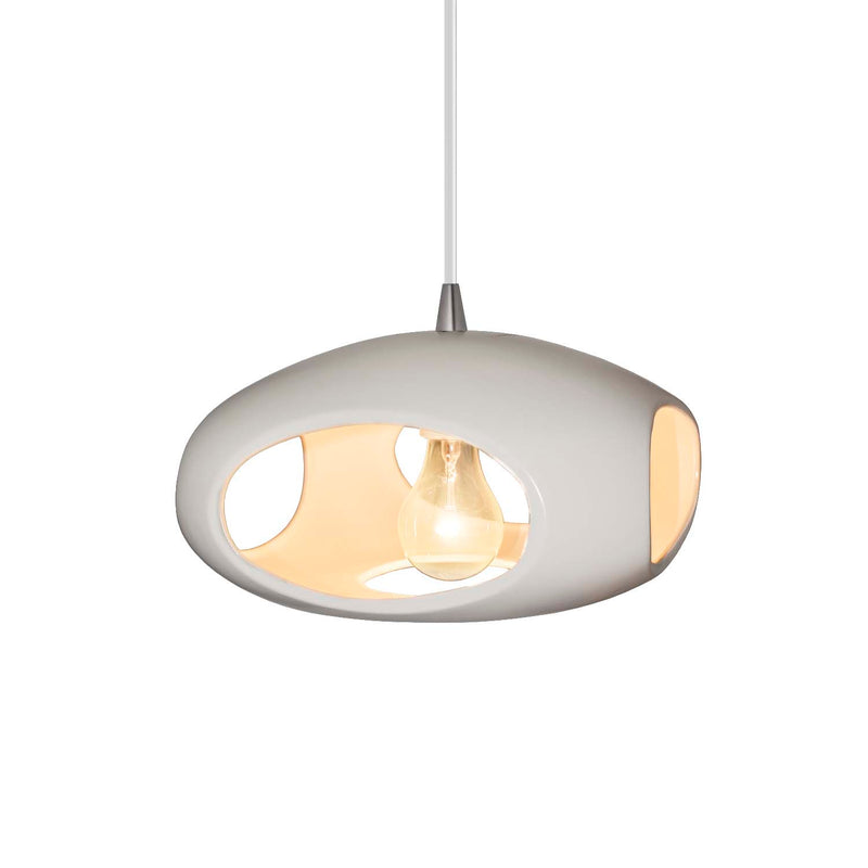 Justice Designs CER-6440-BIS-NCKL-WTCD One Light Pendant, Bisque